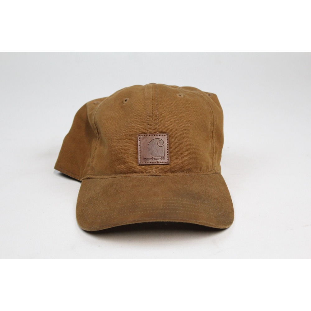 Carhartt Panel Cap Hat Strap Back Brown C Logo Work One Size Cotton Canvas